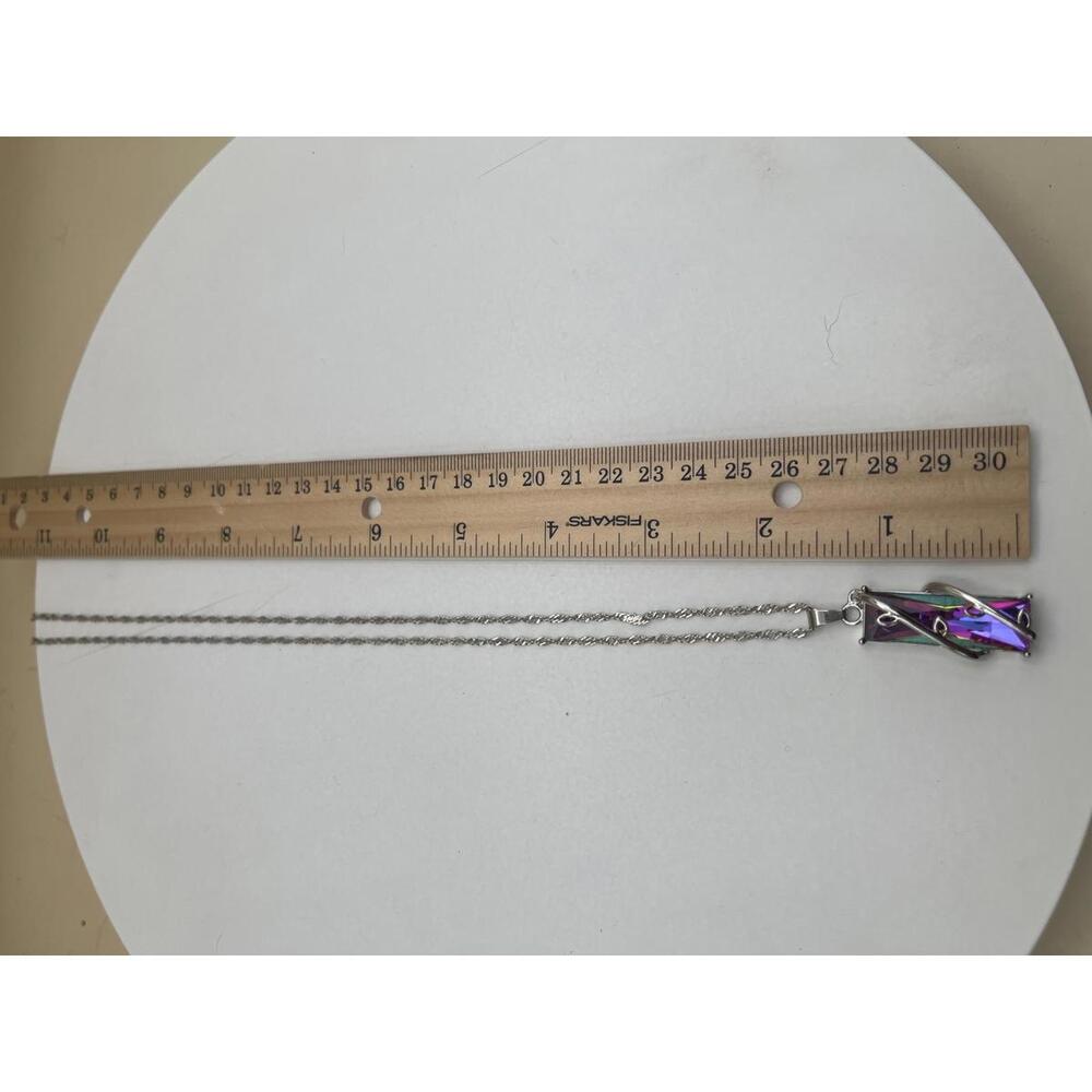 Multicolor Rectangular Aurora Borealis Pendant Ne… - image 4